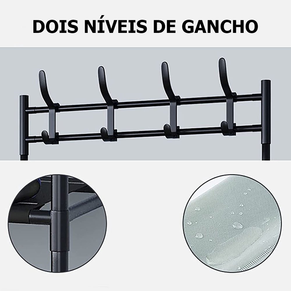 Rack Sapateira Arara Multiuso Tenis Roupa Sandalia Decoraçao Gancho Pendurar Cabide Sala Varanda Clo - 6