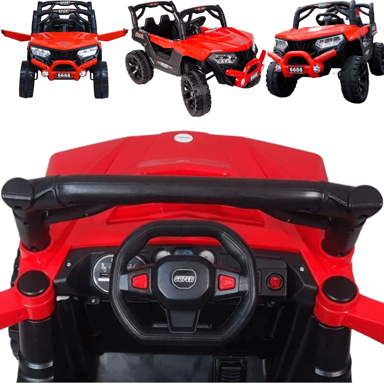 Carro Eletrico Bang Toys Jeep Utv Sport Mx 12v Vermelho Controle - 3