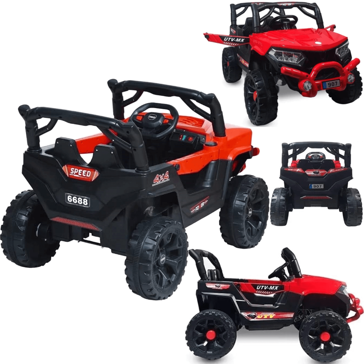 Carro Eletrico Bang Toys Jeep Utv Sport Mx 12v Vermelho Controle - 2