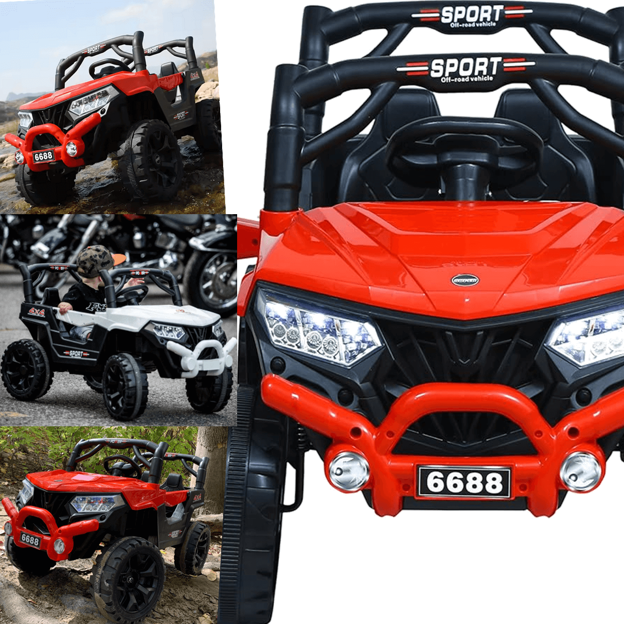 Carro Eletrico Bang Toys Jeep Utv Sport Mx 12v Vermelho Controle - 4