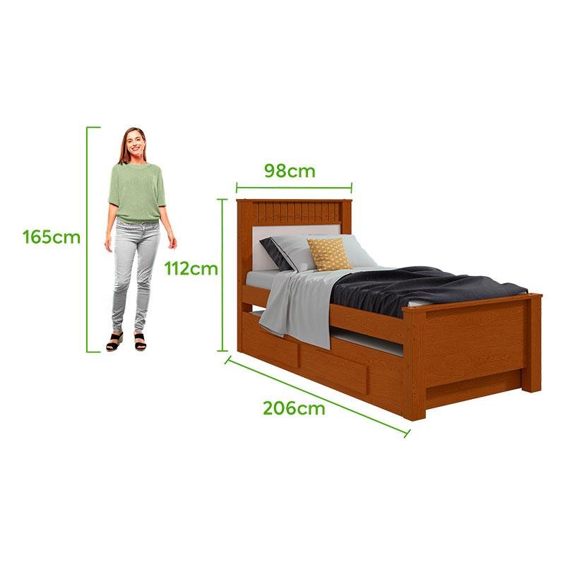 Cama Solteiro Athenas com Auxiliar Frassino Off White Flex - Lopas - 4