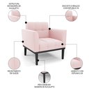Ver imagem 3 de Poltrona Decorativa Base Madeira Preto Ana Suede Rosa Bebê - Ibiza