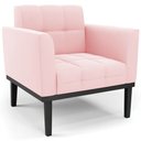 Ver imagem 1 de Poltrona Decorativa Base Madeira Preto Ana Suede Rosa Bebê - Ibiza