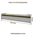 Ver imagem 4 de Rack 3 Gavetas Cinza Off White 220cm Atrox Shop Jm