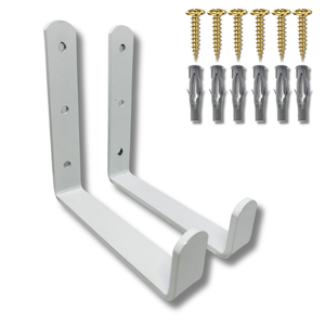 Kit com 2 Suportes de Parede Gancho Aço Resistente Tipo U Bicicleta Escada Mangueira