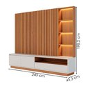 Ver imagem 3 de Estante Home Ripado Tv 82 Pol 240 Cm Cancun Freijo Off White Matte Colibri