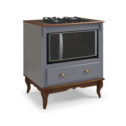 Balcão Cooktop Hannover 80cm com Nicho para Forno - 60716 Mmj-lz Lz-cinza/imbuia