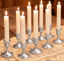 Ver imagem 3 de Kit com 3 Castiçais Porta Vela Decorativos em Metal Prata Elegantes para Velas Finas 7 cm 7,5 cm Dec