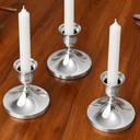 Ver imagem 4 de Kit com 3 Castiçais Porta Vela Decorativos em Metal Prata Elegantes para Velas Finas 7 cm 7,5 cm Dec