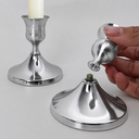 Ver imagem 5 de Kit com 3 Castiçais Porta Vela Decorativos em Metal Prata Elegantes para Velas Finas 7 cm 7,5 cm Dec