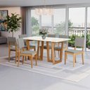 Ver imagem 1 de Conjunto Sala de Jantar Dora em Madeira Maciça 6 Cadeiras Boucle Cinza