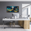 Ver imagem 2 de Quadro Decorativo Grande Para Sala Quarto Baleia Dourada:Madeira