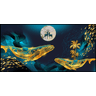 Quadro Decorativo Grande Para Sala Quarto Baleia Dourada:Madeira - 4
