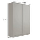 Ver imagem 3 de Guarda Roupa Solteiro 174cm com 2 Portas de Correr 100% Mdf Cor:grigio