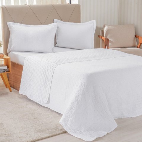 Kit Colcha King Santorini New 260x280cm Branco