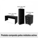 Ver imagem 2 de Conjunto Home Office 3 Peças com 1 Mesa, 1 Gaveteiro e 1 Estante para Livros Preto - Pnr Móveis
