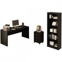 Ver imagem 6 de Conjunto Home Office 3 Peças com 1 Mesa, 1 Gaveteiro e 1 Estante para Livros Preto - Pnr Móveis