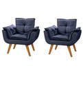 Ver imagem 1 de Kit Poltrona Decorativa Mona Luxo Suede Azul Marinho Recepção