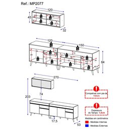 Cozinha Compacta Veneza GB Multimóveis MP2077 com Armário e Balcão Preta - 5