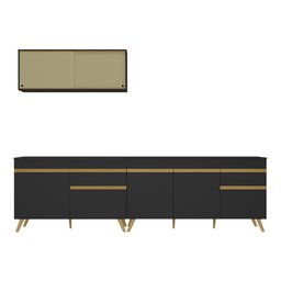 Cozinha Compacta Veneza GB Multimóveis MP2077 com Armário e Balcão Preta - 7