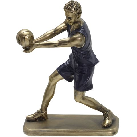 Escultura Decorativa Jogador Vôlei Estatueta em Resina 23cm