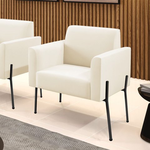 Poltrona Sala Decorativa Marisa Pé Aço Preto Veludo D03 - D’Rossi