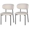 Kit 2 Cadeiras Manuela Rivatti Estofad Bouclê Off White Encosto Madeira Multilaminada Base Aço - 1