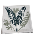 Ver imagem 1 de Capa de Almofada Decorativa Folhas de Samanbaia - Tecido Linho com Detalhe em Booclê Verde