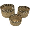 Ver imagem 1 de Kit 3 Cestos em Palha Organizadores Decorativos Multitamanhos Palha