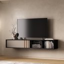 Ver imagem 1 de Rack Suspenso Linea para TV 160cm MDP Laqueado Preto e Avelã Móveis Carraro
