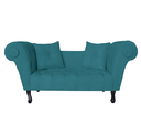 Ver imagem 1 de Sofá Recamier Recepção Decorativo 02 Lugares Londres Suede Azul Turquesa - Incasa Decor