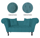 Ver imagem 3 de Sofá Recamier Recepção Decorativo 02 Lugares Londres Suede Azul Turquesa - Incasa Decor