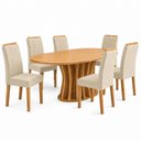 Ver imagem 2 de Conjunto de Mesa de Jantar 6 Lugares Orgânica MDF 180x90cm Cinamomo e Bege