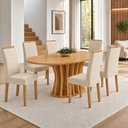 Ver imagem 1 de Conjunto de Mesa de Jantar 6 Lugares Orgânica MDF 180x90cm Cinamomo e Bege