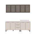 Ver imagem 1 de Cozinha Compacta Amara 9 Portas 3 Gavetas com Vidro 40250789 Creme/branco - Politorno