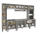 Ver imagem 2 de Cozinha Modulada Completa Max 295 Cm Balcão Tampo Cooktop Nicho Forno Mdp Cinza Champanhe - Clicklar