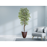 Planta Artificial Ficus Verde Creme 2,10m kit + Vaso Redondo Marrom 40cm - 2