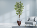 Ver imagem 2 de Planta Artificial Ficus Verde Creme 2,10m kit + Vaso Redondo Marrom 40cm