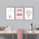 Ver imagem 2 de Kit 3 Quadros Decorativos Sonhe Alto Menina 30x40 MDF