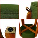 Ver imagem 7 de Puff Zoe Redondo Base Madeira Linho Verde