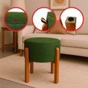 Ver imagem 4 de Puff Zoe Redondo Base Madeira Linho Verde