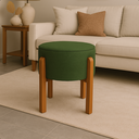 Ver imagem 1 de Puff Zoe Redondo Base Madeira Linho Verde