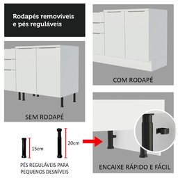 Armário de Cozinha Completa 290cm Branco/Branco/Rustic Stella Madesa 01 - 11