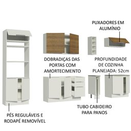 Armário de Cozinha Completa 290cm Branco/Branco/Rustic Stella Madesa 01 - 5