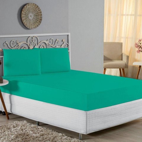 Jogo de Cama Casal Viúva Nobre 3 Peças Malha 100% Algodão - Jade