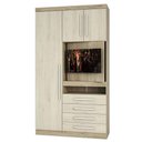 Ver imagem 1 de Guarda Roupa Solteiro 3 Portas 4 Gavetas com Painel Giratório para Tv Master Luciane Móveis