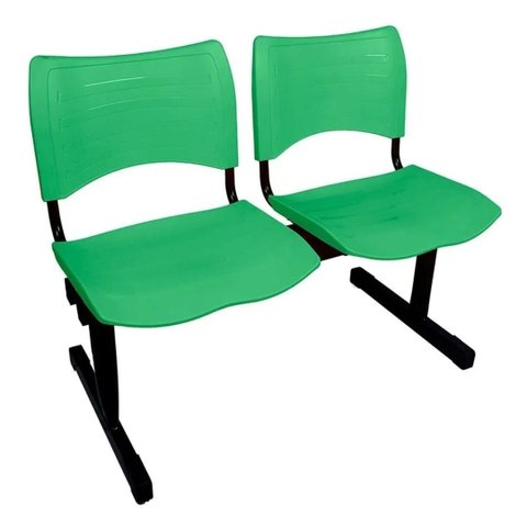 Longarina 2 Lugares em Polipropileno Cor Verde