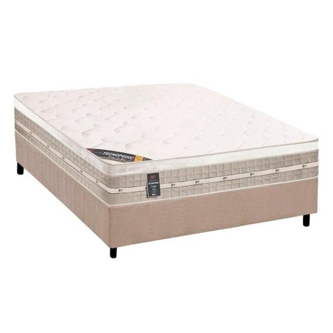 Cama Box Crc Casal + Colchão Molas Pocket Castor Premium 138x188
