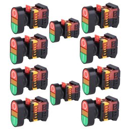 Kit 10 Botao Duplo Lk2 Apbb 1na 1nf C Iluminacao 220v Lukma - 1