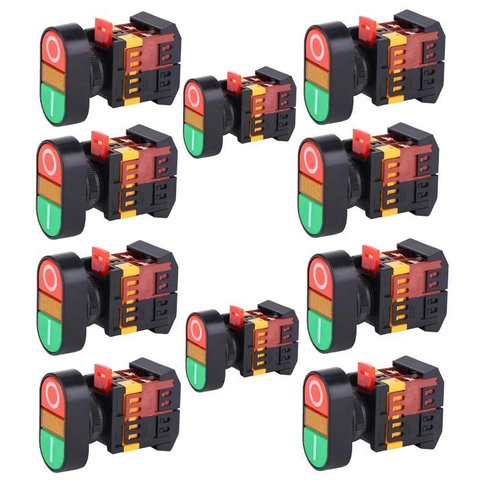 Kit 10 Botao Duplo Lk2 Apbb 1na 1nf C Iluminacao 220v Lukma